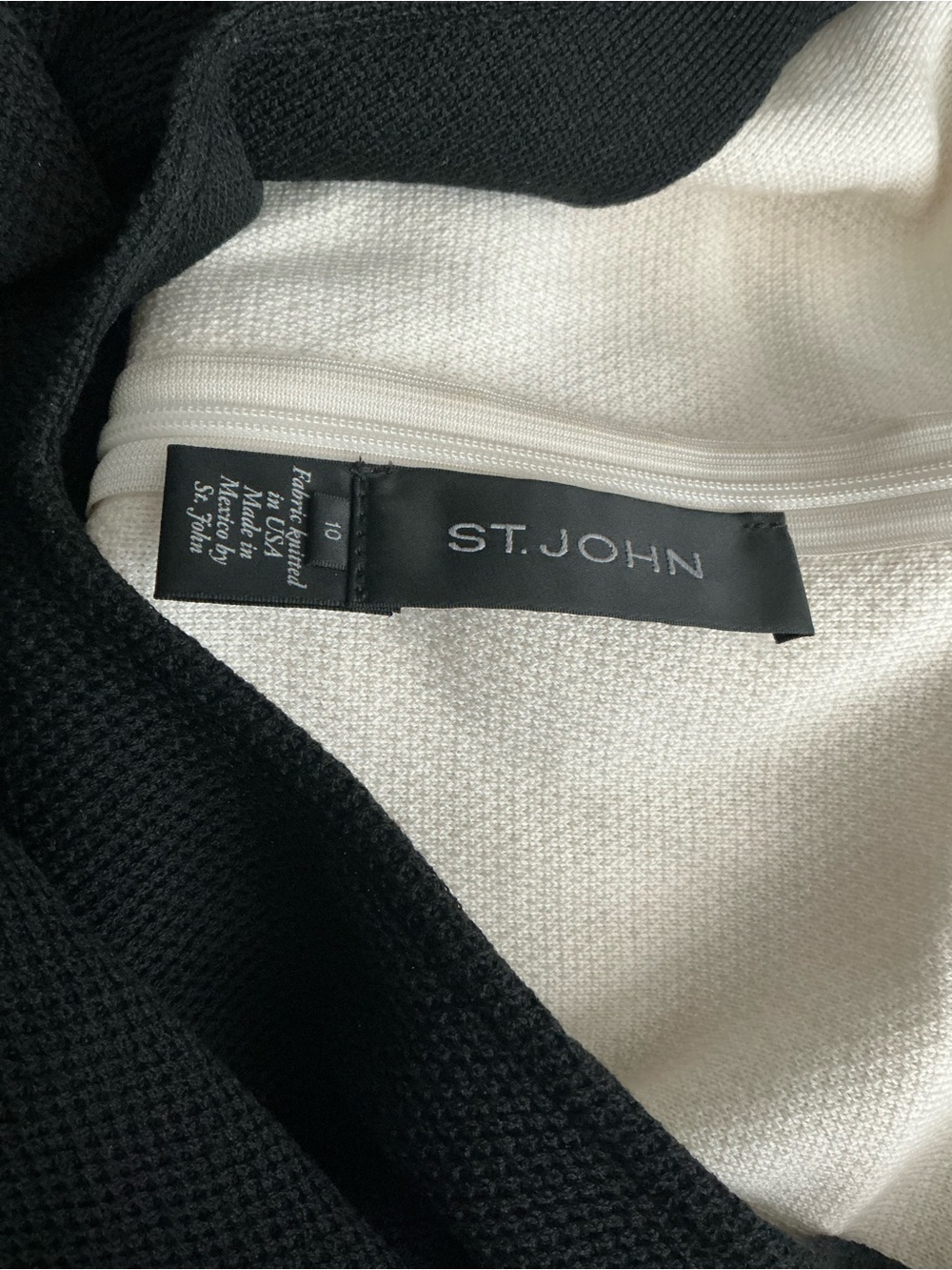 St. John Black & Ivory Colorblock Wool Knit Sheath Dress – Size 10 - Picture 8 of 12